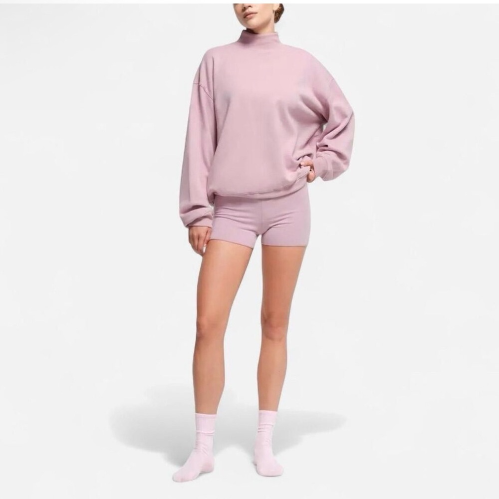 NWT SKIMS COTTON FLEECE MOCK NECK PULLOVER